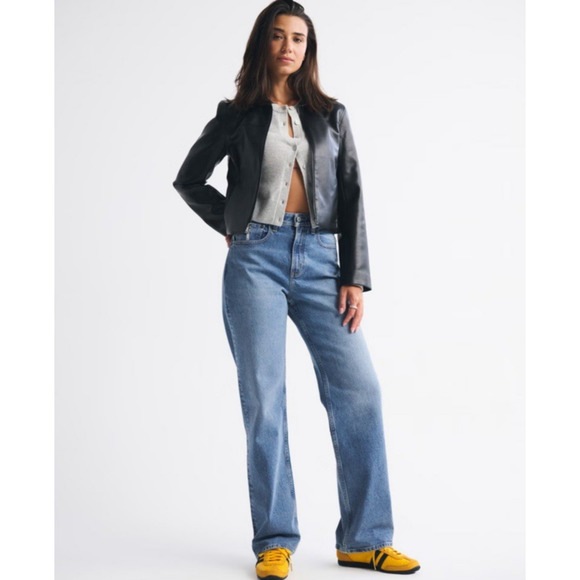 Abercrombie & Fitch Curve Love Jeans 33 / 16 L Tall Ultra High Rise 90s Straight - Picture 16 of 16